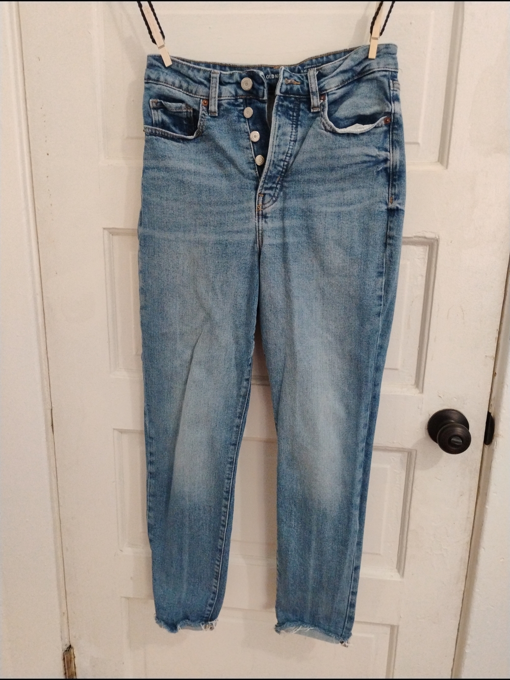 Old Navy, OG Straight, Light Blue High-Rise Button-Fly Cropped Jeans